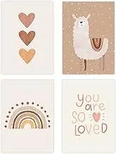 Canssape Set of 4 Boho Rainbow Nursery Girls Room Wall Decor | 12"x16" You are So Loved Toddler Girl Room Decor | Kids Rainbow Wall Decor for Girls Bedroom Heart Wall Art Prints (Unframed)(Love)
