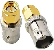 BOOBRIE BNC SMA Coax Connector SMA Male to BNC Female Coaxial Connector Low Loss Coax Adapter for RF Antennas, Wireless LAN Devices, Coaxial cable, WiFi, Ham or Handheld Radios, Scanner, SDR Pack of 2
