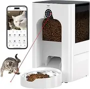 Advwin 5L Automatic Feeder with Camera for Cat & Dog, 5G WiFi Pet Smart Food Dispenser with Laser Teaser, Night Vision, 1080P HD Video, 15s Voice Recorder, Low Food & Motion/Sound Alerts