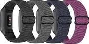 Elastic Nylon Watch Band Compatible with Fitbit Charge 4 Band/Fitbit Charge 3 Band/SE Band, Adjustable Braided Solo Loop Sport Straps Replacement Wristband for Women Men