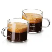 2 Pack Measuring Cups, 75ML Espresso Cups with Handle, Espresso Shot Glasses