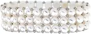 [JewelryWeb] 925 Sterling Silver Freshwater Cultured White Pearl 3 Row Stretch Bracelett-Stretch Bracelet for Women