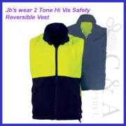 DNC workwear Hi Vis 2 Tone Full Zip Reversible Vest W Anti-Pill Two Side Pockets