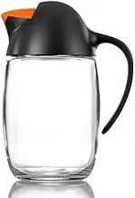 (Black) - Olive Oil Dispenser Bottle and Container, No Drip Condiment Oil Dispensing Glass Cruet with Automatic Cap for Kitchen 620ml (Black)