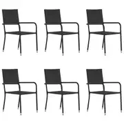 Garden Dining Chairs 6 pcs Stackable Black Poly Rattan vidaXL