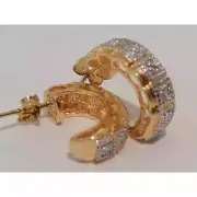 VTG Technibond Gold Tone Sterling Silver Swarovski Crystal Half Hoop Earrings