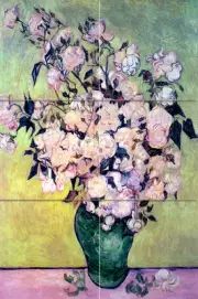 Art van Gogh Vase Roses Ceramic Tile Mural Kitchen Bath Backsplash Tiles #166