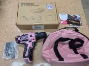 WORKPRO Pink Cordless Drill Driver Tool Only, Bag, Bits And Drills. New