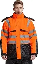 Winter Coveralls Men Windproof Reflective Cotton Padded Hooded Coveralls Thicken Thermal Work Uniform Workwear