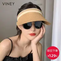 在飛比找Yahoo!奇摩拍賣優惠-帽子Viney防曬帽子女夏季草帽防紫外線大沿遮臉遮陽太陽帽空