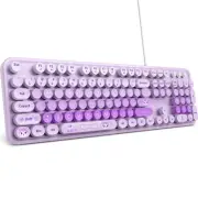 Wired Keyboard for Windows, Full-Size Typewriter-Style Cute Retro Computer Ke...