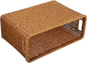 Zerodeko Woven Document Organizer Basket Imitation Rattan File Holder for Desk Stylish Storage for Magazines Books and Papers for Home Office Use Deep