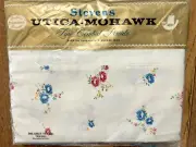 Vintage Bed Sheet Twin Flat Pink Blue Rose NIP Utica Mohawk 100% Cotton Fabric