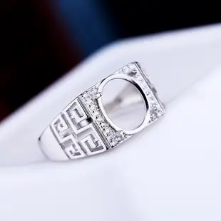 S925銀飾鑲嵌翡翠玉石戒指空托