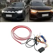 12V Universal Car Hood Decorative Light Yellow White Dynamic LED Daytime Running Light Strip Auto Headlight Strips Scan