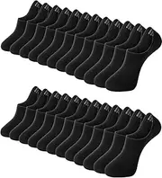 [Gendewiner] Cotton Trainer Socks for Womens and Mens No Show Ankle Low Cut Short Non Slip Liner Athletic Casual Invisible Multipack Socks, G_12 Pairs-Black*12, Medium