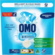 Sensitive, 3 in 1 Laundry Capsules, 28 Pack | OMO 3 in 1 Sensitive Laundry