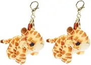 2pcs Giraffe Keychain Pendant Cute Cartoon Animal Key Ring for Backpacks Bags Aesthetic Keychain Decor Comfortable Giraffe Charm Friends Family