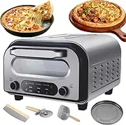 Indoor Pizza Oven Smart Touch Screen, 12" Countertop Pizza Oven Electric Pizza Maker with Pizza Stone & Cutter, 6 Pizza Presets, Heats up to 450℃, Makes Pizzas in 2 Min, Pizza Cooker for Home RV