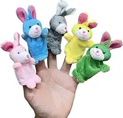 Toddler Finger Puppets | Plush Bunny Finger Toy Doll Set of 5 - Stuffed Animals Puppet Toys for Storytelling Playing Teaching Shows Playtime Schools Birthday Supplies