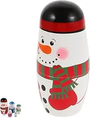 WHAMVOX Hand Painted 5 Layer Snowman Matryoshka Wooden Russian Nesting Dolls Christmas Present for Boys and Girls