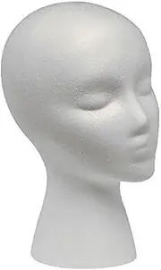Styrofoam Head, 11inch Foam Wig Head, Female Foam Mannequin Head, Wigs Display Stand Holder, Manikin Cosmetics Model Head for Wigs, Glasses, Hats & Hairpieces