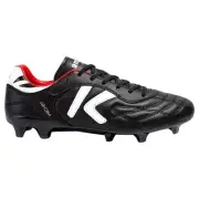 Kelme Mens Michel Firm Ground Leather Football Soccer Boots (Black/White)