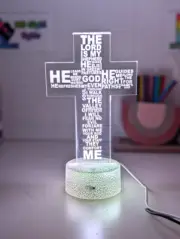 Crucifix Holy Religious Cross 3D LED Battery USB Night Light Colour Change Lamp