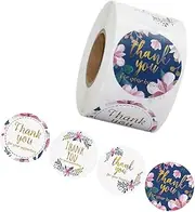 OHPHCALL 1 roll Thank You Stickers Self Adhesive Decorative Labels for DIY Baking Present Wrapping Parties and Holidays Material for Expressing Gratitude