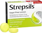 Strepsils Sore Throat Sugar Free Antibacterial Lemon Lozenges, Pack Of 36