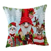 Christmas Gnome Snowman and Reindeer Cushion Cover
