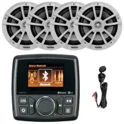 Marine Audio Bluetooth Stereo Receiver, 4x 6.5" 225W Speakers + USB/AUX Adapter