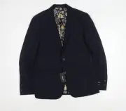 Feraud Men's Navy Blazer 40 Regular Wool Blend