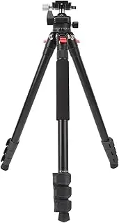 Camera Tripod, Height Adjustable Lightweight Tripod, Detachable Tripod Monopod, Portable Tripod Stand with Phone Holder, 360° Ball Head, QR Quick Release Plate, Maximum Load 8KG