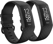 2 Pack Waterproof Bands Compatible with Fitbit charge 3 / Fitbit charge 4 / Fitbit Charge 3 SE, Classic Soft Sports Replacement Wristbands for Women Men