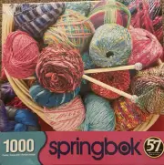 Sealed New Springbok 1000 Puzzle Knit Fit Pink Colorful Yarn Green Sewing FreeSh