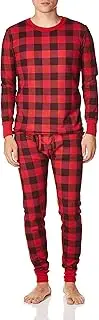 [Fruit of the Loom] mens Thermal Waffle Sleep Set (Top and Bottom) Base Layer Set