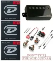EMG 66 BLACK CHROME ACTIVE NECK HUMBUCKER PICKUP POTS & WIRING ( 3 STRING SETS )