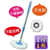 在飛比找momo購物網優惠-【新錸家居】S-Mop★1桿1布 可吊掛 不鏽鋼手壓式旋轉拖