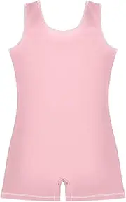 [FRODOTGV] Pink Plain Girls' Gymnastics Leotards Cute Biketard Tumbling Outfits for Excise, Tumbling Class, Biketards