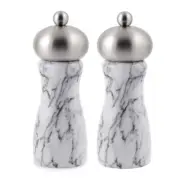 Swissmar - Arctic White Marble & Stainless Steel Salt & Pepper Mill Set