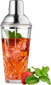 Glass Cocktail Shaker Martini Shaker Stainless Steel Lid Strainer Bartender Tool