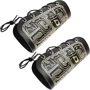 [LIFKOME] 2 Pairs Antique Bracers Sport Gloves Unisex Faux Leather Gauntlet Wristband Shooting Arm Guard Adjustable Forearm Guard for Arms Wide Arm Cuff Pu Apparel Protective Gear