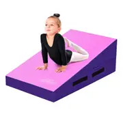 Costway Incline Gymnastics Mat Gym Fitness Skill Shape Tumbling Mat w/Carrying Handles Exercise Yoga Mat