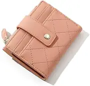 [Generic] Wallets for Women Small Coin Purse Card Holder Wallet Front Zipper Pocket Mini Slim Bifold Wallets (Pink, One Size)