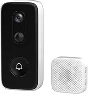 3MP Wireless WiFi Doorbell Video Intercom DoorBell with Camera Smart Phone DoorBell Camera Battery PIR Motion Detector(Doorbell and Chime,US Plug)
