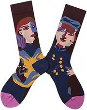 [pants & sox] Mens Art Party Novelty Casual Cotton Crew Socks Abstract Painting Pattern 1