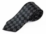 Mens Black & White Square Patterned 8Cm Neck Tie