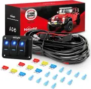 16AWG LED Light Bar Wiring Harness Kit 12V On/Off 3 Gang LED Pod Lights Rocker