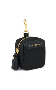 [Anya Hindmarch] Ear Phones Pouch In Black Ah Logo Nylon